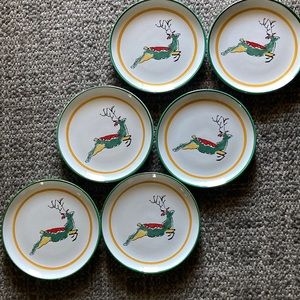 Set of Six R.B. Bernarda Holiday Dessert/Salad Plates